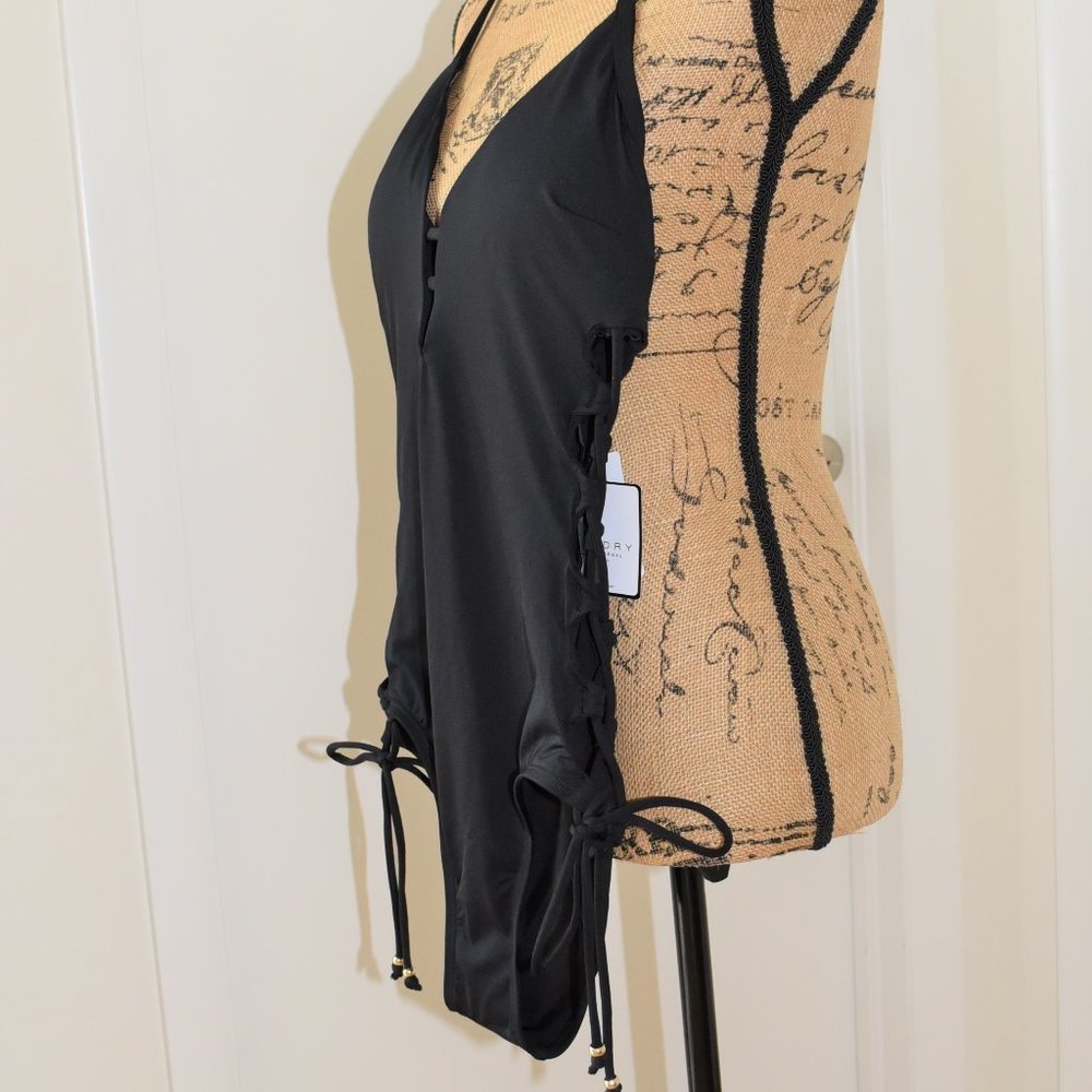 NEW! LAUNDRY Shelly Segal lace up plunge swimsuit - Picture 4 of 12